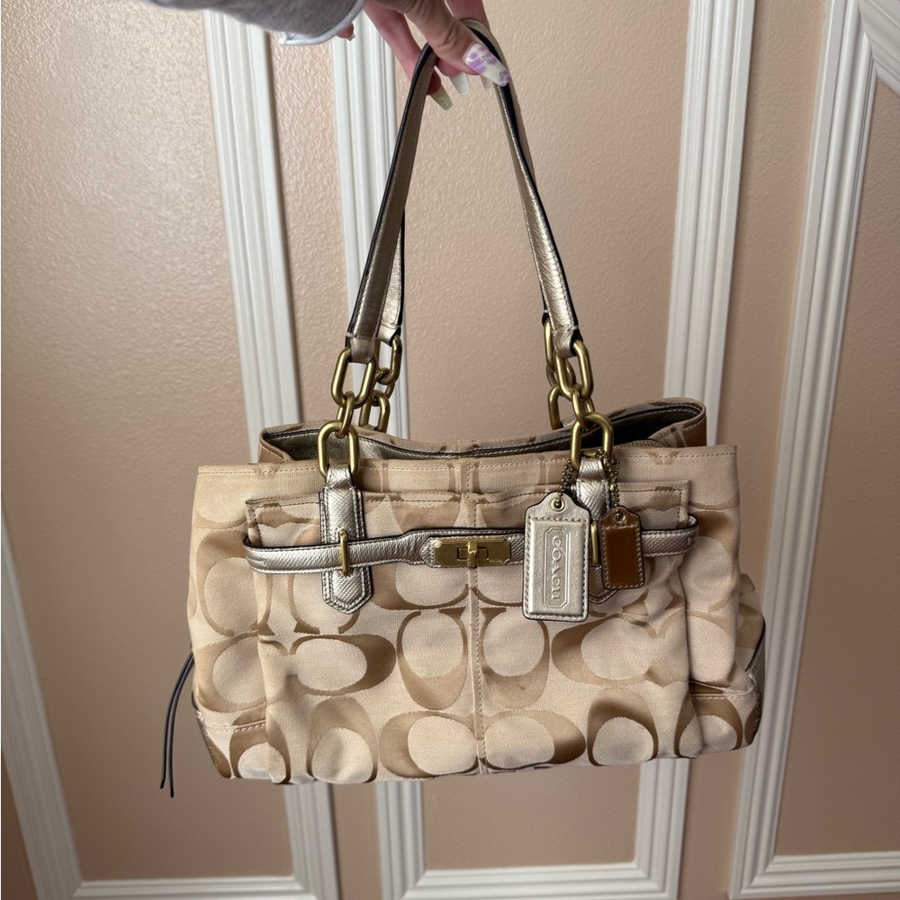 Coach Tan Signature Tote Bag